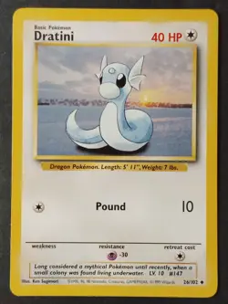Dratini 026/102 Vintage Base Set Regular, WOTC Pokemon 1999 (NM-VLP) - Image 1