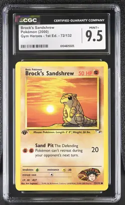 2000 Gym Heroes - 1st Ed. Pokemon Brock's Sandshrew CGC 9.5 72/132 - Image 1