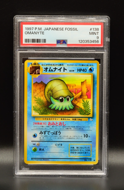 Pokemon 1997 Japanese Fossil Omanyte #138 Pocket Monsters PSA 9 Newly Graded - Image 1