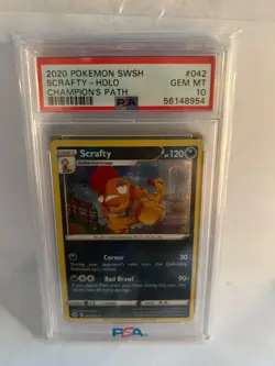 2020 Pokemon SWSH Champions Path Scrafty Holo #042 PSA G-MINT 10 FREE SHIPPING - Image 1