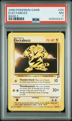 2000 POKEMON BASE SET 2 #24 ELECTABUZZ PSA 7 - Image 1