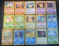 Pokemon Base Set Lot of 15 - Common/Uncommon - Pikachu, Arcanine, Charmeleon - Image 1