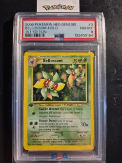 First Edition 2000 Pokemon Neo Genesis 3/111 Bellossom Holo PSA NM-MT 8 - Image 1