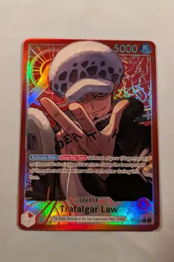 One Piece TCG The Azure Sea’s Seven Trafalgar Law ALT Art Leader OP14-001 - Image 2