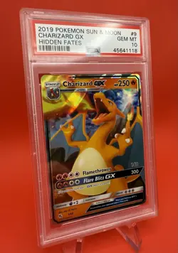 2019 Pokemon Sun & Moon Hidden Fates Charizard GX 9 Holo Card #9/68 PSA 10 - Image 4