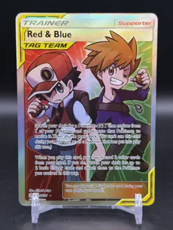 Red & Blue Full Art Trainer 234/236 Cosmic Eclipse Tag Team Pokemon English NM- - Image 1