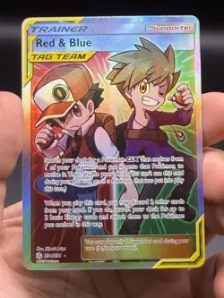 Red & Blue Full Art Trainer 234/236 Cosmic Eclipse Tag Team Pokemon English NM- - Image 3