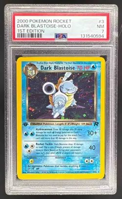 2000 Pokemon Team Rocket 1st Edition #3 Dark Blastoise Holo PSA 7 131540594 - Image 1