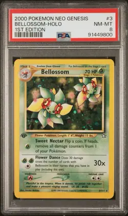 2000 Pokemon Neo Genesis - Bellossom 1st Edition Holo 3/111 PSA 8 - Image 1
