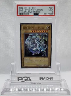2002 YUGIOH JMP-001 BLUE EYES WHITE DRAGON ULTRA RARE HOLO PSA 9 MINT #65570256 - Image 1