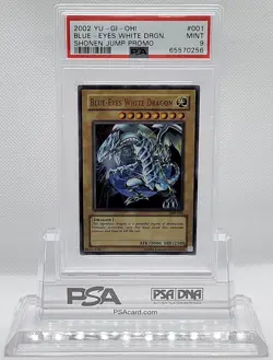 2002 YUGIOH JMP-001 BLUE EYES WHITE DRAGON ULTRA RARE HOLO PSA 9 MINT #65570256 - Image 2