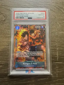 2025 ONE PIECE OP08-052 ROYAL BLOOD PORTGAS D ACE TREASURE RARE TR PSA 10 - Image 1