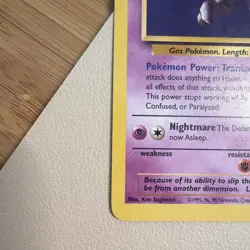 Haunter Pokemon Card Non-Holo 21/62 Fossil Set Rare 1999 Original LP - Image 2
