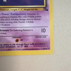 Haunter Pokemon Card Non-Holo 21/62 Fossil Set Rare 1999 Original LP - Image 3