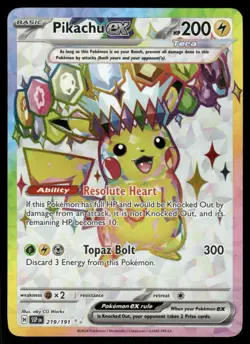 Pokemon Cards Pikachu ex 219/191 Surging Sparks Ultra Rare NM - Image 1