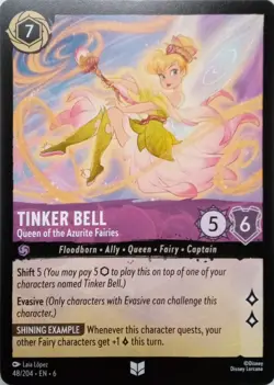 48/204 TINKER BELL QUEEN OF THE AZURITE FAIRIES UNCOMMON DISNEY LORCANA CARD - Image 1