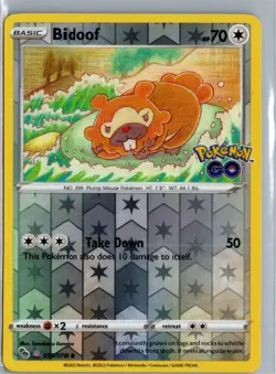 Bidoof (Peelable Ditto) Common Pokemon GO 059/078 NM - Image 1