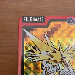Zapdos File #145 PL Vintage Prism Holo Japanese Carddass Pokemon Pocket Monsters - Image 2