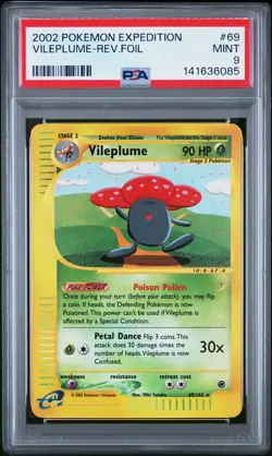 2002 POKEMON EXPEDITION #69 VILEPLUME-REVERSE FOIL PSA 9 - Image 1