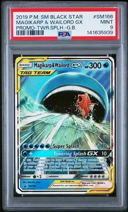 2019 POKEMON SM BLACK STAR PROMO #SM166 MAGIKARP & WAILORD GX PSA 9 - Image 1