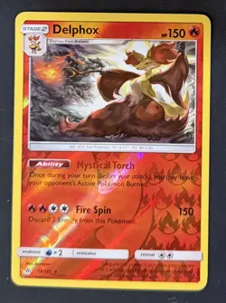 Delphox 17/131 Sm-Forbidden Light Reverse Holo pokemon - Image 1
