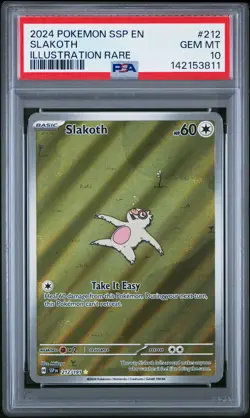 2024 POKEMON SSP EN-SURGING SPARKS ILLUSTRATION RARE #212 SLAKOTH PSA 10 - Image 1