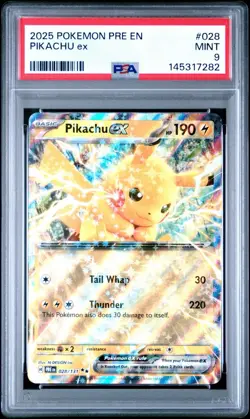 (PSA 9) Pokemon: Prismatic Evolutions – Pikachu ex #028 - Image 1