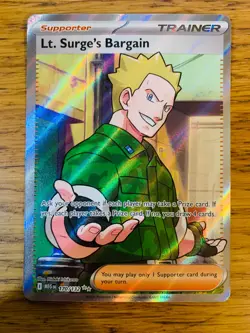 NM! Lt. Surge's Bargain (170/132) Mega Evolutions Full Art Pokemon Card! - Image 1
