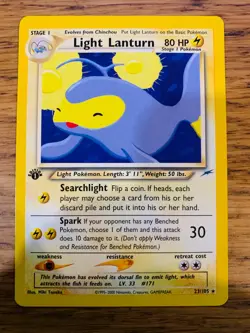 1st Edition Light Lanturn (23/105) Rare Neo Destiny Set Pokemon Card! FREE P&P! - Image 1