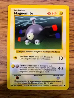 NM! Shadowless Magnemite (53/102) Base Set Rare Pokemon Card! FAST P&P! - Image 1