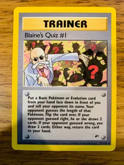 Blaine's Quiz #1 (97/132) Rare Gym Heroes Set Pokemon Card! FREE P&P! - Image 2