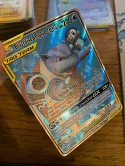 Blastoise & Piplup GX (214/236) Cosmic Eclipse Tag Team Full Art Pokemon Card! - Image 3