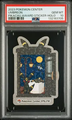 2023 POKEMON CENTER PIKACHU AWARD DELIVERY! STICKER HOLO UMBREON PSA 10 - Image 1