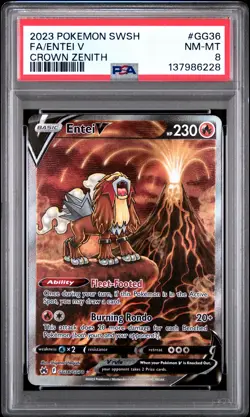 2023 POKEMON SWORD & SHIELD CROWN ZENITH #GG36 FULL ART/ENTEI V PSA 8 - Image 1