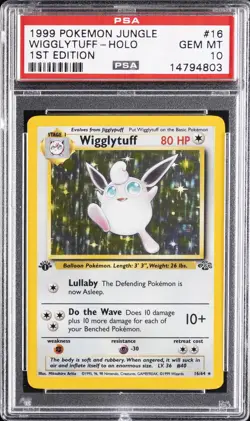 1999 POKEMON JUNGLE 1ST ED #16 WIGGLYTUFF-HOLO PSA 10 - Image 1