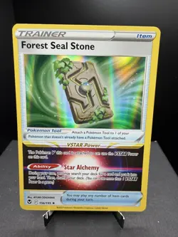 Pokemon TCG SWSH Silver Tempest Forest Seal Stone 156/195 Holo Rare NM! - Image 1