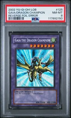 2002 Yu-Gi-Oh! Gaia The Dragon Champion LOB Unlimited REVERSE Secret PSA 8 - Image 1