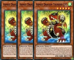 Yugioh Armed Dragon Thunder LV5 x 3 - 1st Edition Super Rare NM - Free Holo Card - Image 1