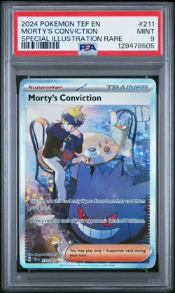 2024 POKEMON TEF SPECIAL ILLUSTRATION RARE #211 MORTY'S CONVICTION PSA 9 - Image 1