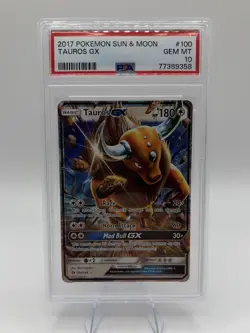 Pokemon Tauros GX 100/149 Sun & Moon Ultra Rare Full Art Holo PSA 10 2017 - Image 1
