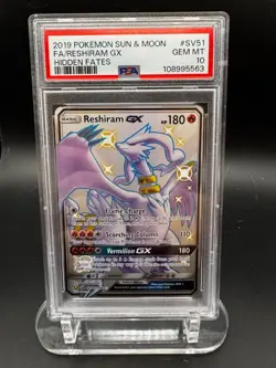 Pokemon TCG: Reshiram GX - SV51/SV94 Hidden Fates: Shiny Vault Graded PSA 10 - Image 1