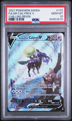 Shadow Rider Calyrex V Pokemon Chilling Reign 172 NM PSA 10 - Image 1
