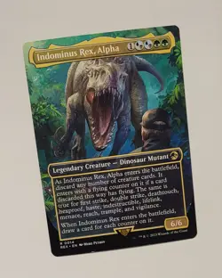 MTG Indominus Rex Alpha Borderless 0014 Rare Jurassic World 2023 TCG Card Magic - Image 1