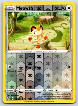 Meowth - Reverse Holo - Fusion Strike 032/264 Kouki Saitou Pokemon Card NM - Image 1