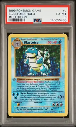 1999 POKEMON GAME 1ST ED #2 BLASTOISE-HOLO PSA 6 - Image 1