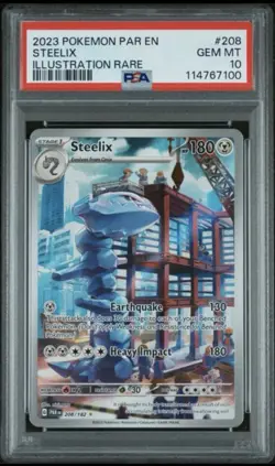 2023 Pokemon Paradox Rift Steelix #208 Illustration Rare – PSA 10 GEM MINT - Image 1
