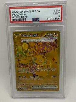 2025 POKEMON PRE EN-PRISMATIC EVOLUTIONS HYPER RARE #179 PIKACHU EX PSA 9 - Image 1