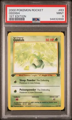 PSA 9 Oddish 1st Edition Team Rocket 63/82 2000 Pokemon English WOTC MINT - Image 1