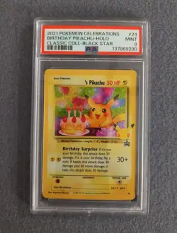 Pokemon Birthday Pikachu Holo Classic Collection Black Star Promo 24/53 PSA 9 - Image 1
