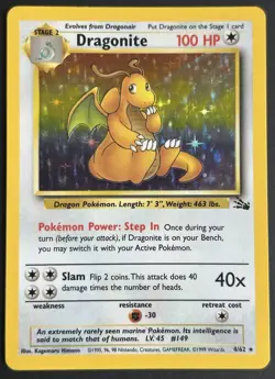 Pokemon TCG Dragonite 4/62 Fossil Holo LP/MP - Image 1